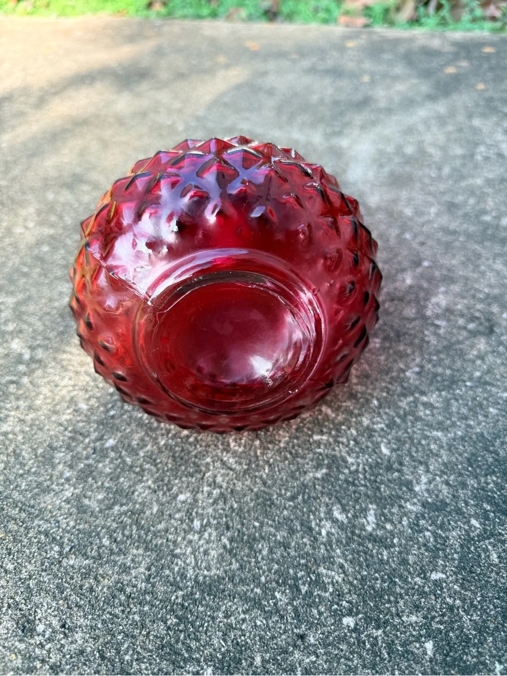 Vintage Red diamond cut Glass Decanter Bottle with Stopper